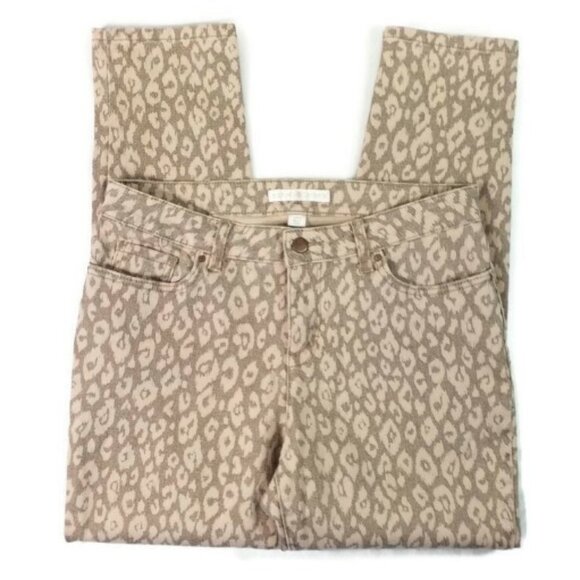 Boston Proper Pale Pink Gold Shimmer Animal Print Denim Jeans Womens 8 EUC - Picture 3 of 16